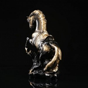 Статуэтка "Конь на дыбах", чёрная, гипс, 18х34х37 см