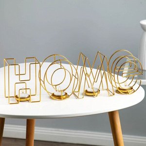 Подсвечник металлический настольный "Home", 13.5 х 42 см, золото