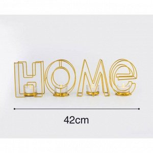 Подсвечник металлический на 4 свечи TAKE IT EASY, Home, 13.5x42 см, золото