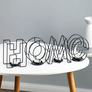 Подсвечник металлический на 4 свечи TAKE IT EASY, Home, 13.5x42 см, чёрный
