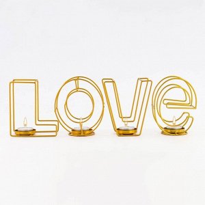 Подсвечник металлический на 4 свечи TAKE IT EASY «Love: слово», 13.5x42 см, золото