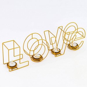 Подсвечник металлический на 4 свечи TAKE IT EASY «Love: слово», 13.5x42 см, золото