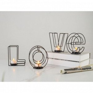 Подсвечник металлический на 4 свечи TAKE IT EASY «Love: слово», 13.5x42 см, чёрный