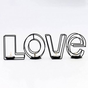 Подсвечник металлический на 4 свечи TAKE IT EASY «Love: слово», 13.5x42 см, чёрный