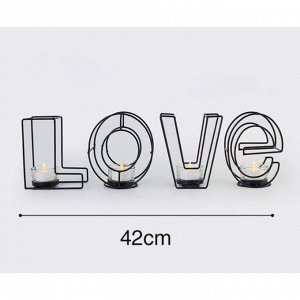 Подсвечник металлический на 4 свечи TAKE IT EASY «Love: слово», 13.5x42 см, чёрный