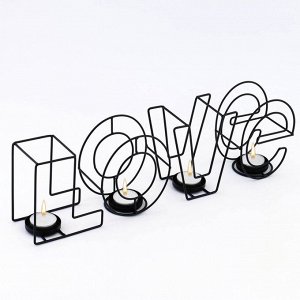 Подсвечник металлический на 4 свечи TAKE IT EASY «Love: слово», 13.5x42 см, чёрный