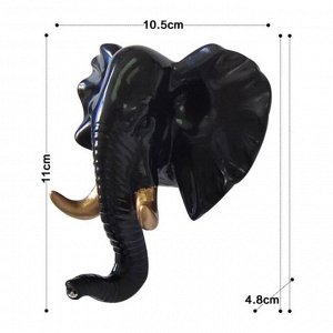 Декор настенный-вешалка "Слон" 11 x 10.5 см, черный