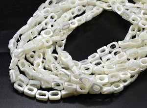 Бусины из перламутра прямоугольник 6*8мм цв.белый, 40см, 48 бусин
