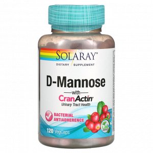 Solaray, D-манноза, с CranActin, 120 вегетарианских капсул