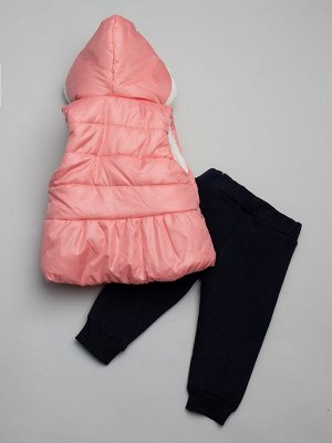 Комплект для девочки: толстовка и штанишки с начесом, жилет на подкладке из искусственного меха