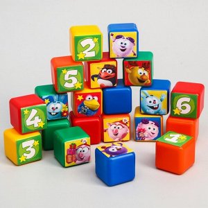 Набор цветных кубиков, «Смешарики», 20 шт., 4x4 см