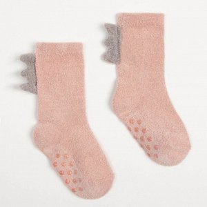 Носки детские махровые со стопперами MINAKU, цвет розовый, размер 14-16 см