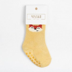 Носки детские махровые со стопперами MINAKU, цвет жёлтый, размер 10-12 см
