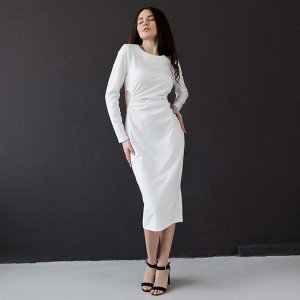 Платье женское миди с разрезом, MIST, белый