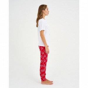 Пижама новогодняя женская (футболка и брюки) KAFTAN "Love", цвет белый/красный