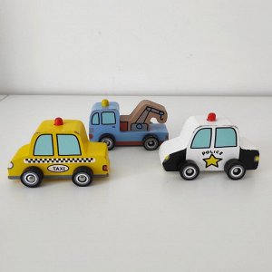 Машинки деревянные (такси, полиция, автокран)