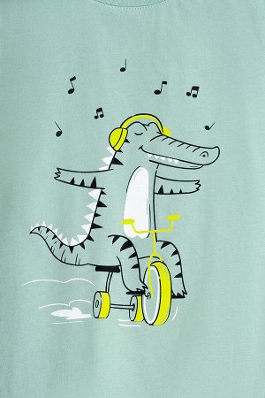 Пижама для мальчика Crockid К 1512 пыльная мята, друзья крокодилы