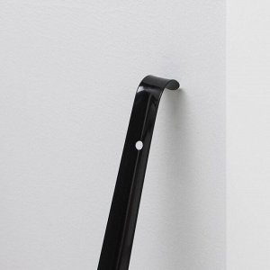 Ложка-рожок для обуви с крючком, 58х4 см, металл, цвет черный