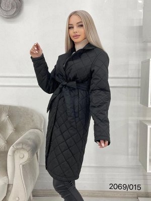 Женская Одежда 15001 "Однотон Стеган Квадрат" Черная