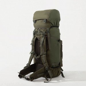 Рюкзак туристический на затяжке, 60 л, 2 наружных кармана, цвет оливковый