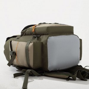 Рюкзак туристический на затяжке, 65 л, 3 наружных кармана, цвет хаки