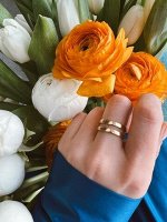 Серебряное двойное кольцо с позолотой