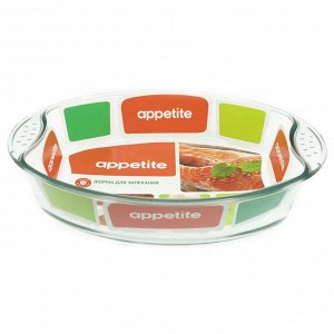 Форма стеклянная овальная 39x27x6см/3,9л с ручками