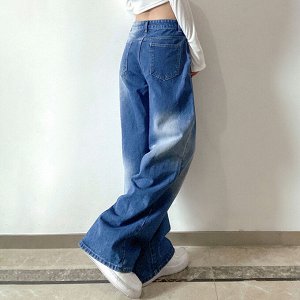 Женские широкие джинсы, цвет синий