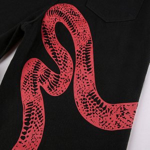 Женские широкие джинсы, принт "Змея", цвет черный