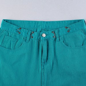 Женские прямые джинсы, цвет зеленый