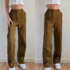 Женские комбинированные брюки, цвет коричневый