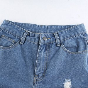 Женские джинсы с дырками, цвет синий