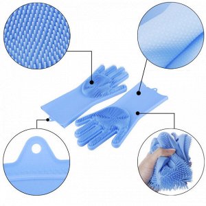 Перчатки для уборки, силиконовые/Перчатка-губка силиконовая