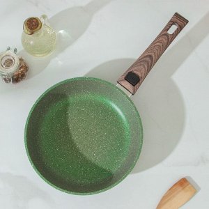 Сковорода Доляна «Форест», d=22 см, стеклянная крышка, съёмная ручка, антипригарное покрытие, цвет зелёный