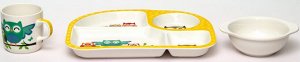 набор детской посуды СОВЯТА,  блюдо - 27*21*3 см, салатник - 11 см, 250 мл, кружка 192-47084