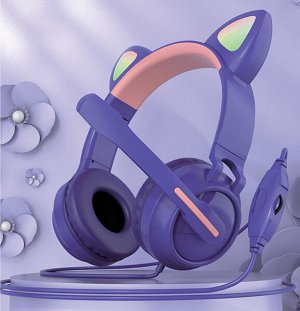 Гарнитура QUMO Atlantis Game Cat Purple (GHS 0036), подсветка, складная, 1х3,5 Jack + питание USB