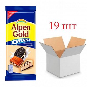 Шоколад Альпен Гольд Alpen Gold, молочный, классический чизкейк с начинкой со вкусом чизкейка с добавлением сухого сыра и кусочками печенья орео