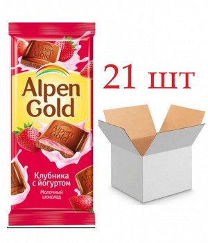 Шоколад Альпен Гольд Alpen Gold молочный с клубнично-йогуртовой начинкой