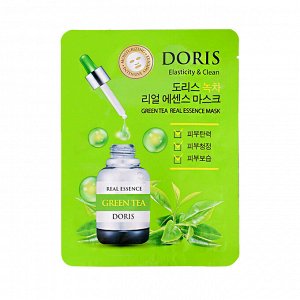 DORIS Тканевая маска с экстрактом ЗЕЛЕНОГО ЧАЯ, GREEN TEA REAL ESSENCE MASK,  25 мл