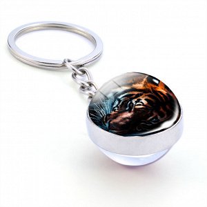 Брелок "Тигр" со стеклянным шариком, диаметр 1,6 см, в ассортименте