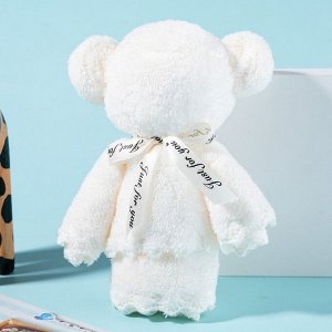 Полотенце "Мишка" подарочное, сложенное в форме медведя, 30х30 см, микрофибра, цвета в ассортименте
