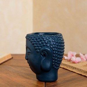 Фигурное кашпо "Голова Будды", тёмно-синее, 13.5х11х12 см