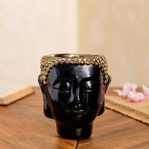 Фигурное кашпо "Голова Будды", чёрное, 13.5х11х12 см