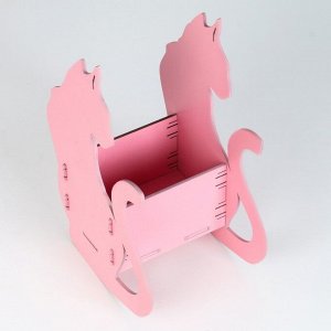 Кашпо деревянное "Кошка" 18х13,8х28 см розовый