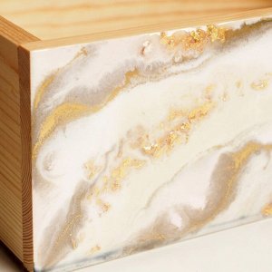 Кашпо деревянное "Мрамор" эпоксидная смола 29,9х21х25 см