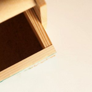 Кашпо деревянное "Мраморный изумруд" эпоксидная смола 19,8х11х20 см