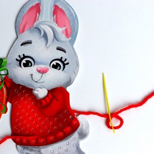Набор для творчества. Вышивка пряжей «Кролик» на картоне