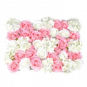 INBLOOM Изгородь цветочная, бело розовая пастель, пластик, полиэстер, 40х60см                     