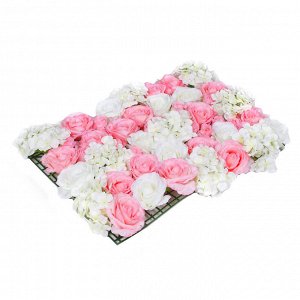 INBLOOM Изгородь цветочная, бело розовая пастель, пластик, полиэстер, 40х60см                     