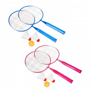 SILAPRO Набор бадминтона для детей (ракетка-2шт, волан-2шт, мяч-1шт), пластик, 2 цвета